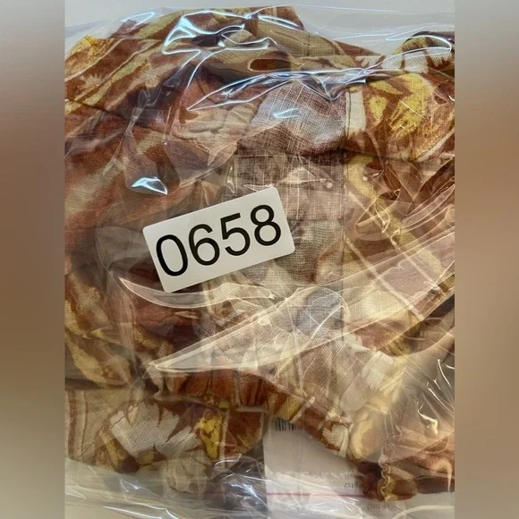 FREE PEOPLE Kendra Printed Tube Top Strapless Brown Neutrals Boho Sz Large 0658 - Picture 4 of 4